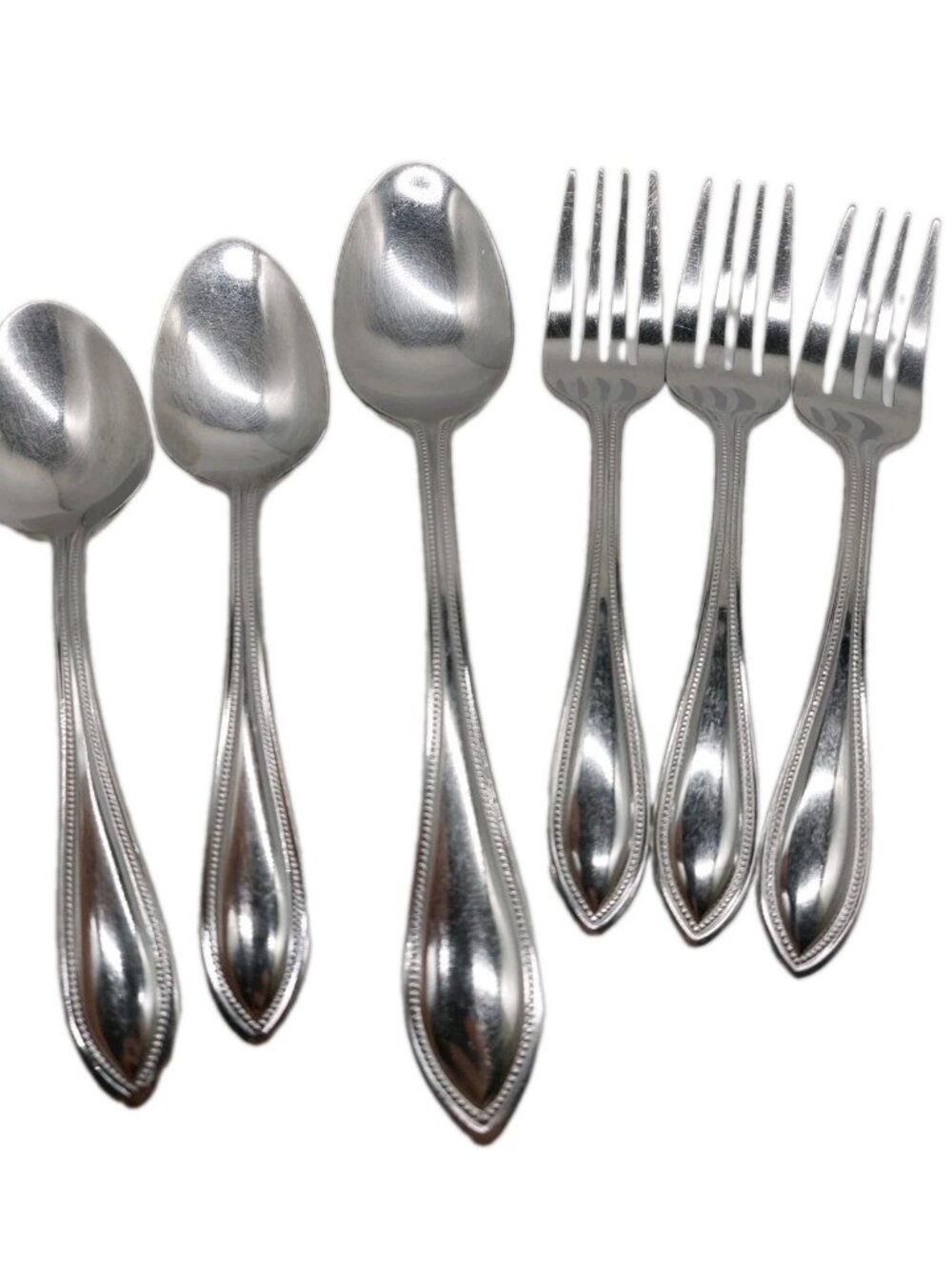 International Silver American Bead Stainless Spoons Forks Flatware Set Of 5